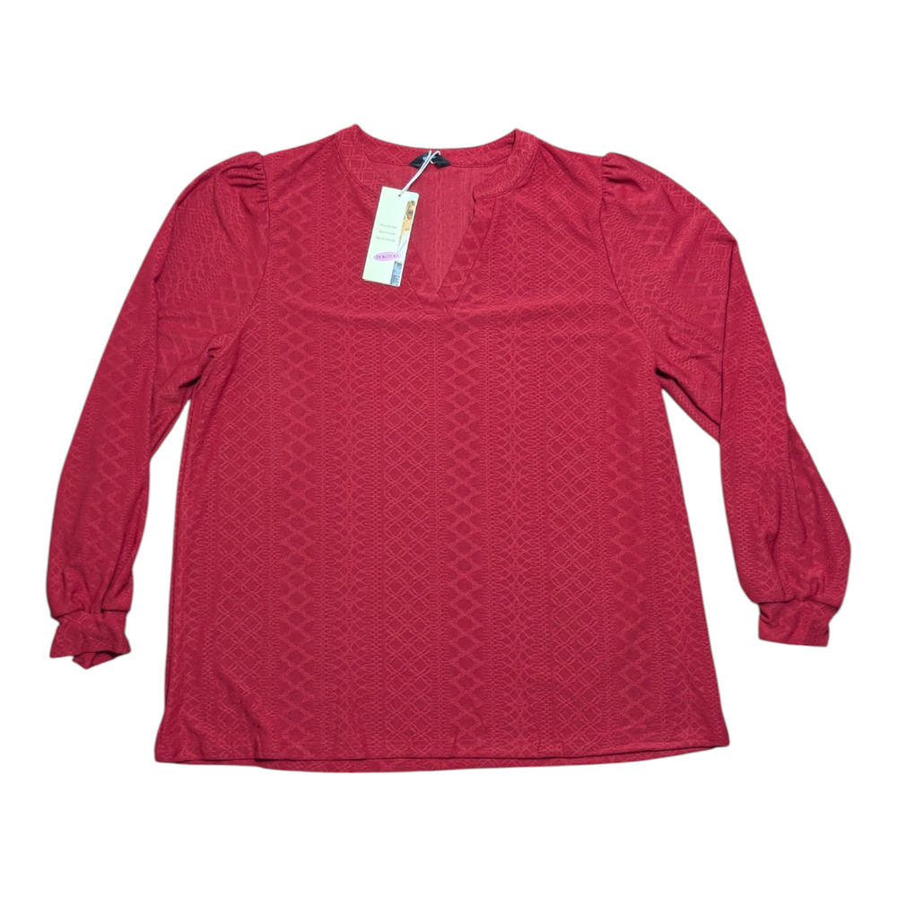 DOKOTOO Women's Red Long Sleeve Shirt Size 2XL - 3XL Brand New See Measurements